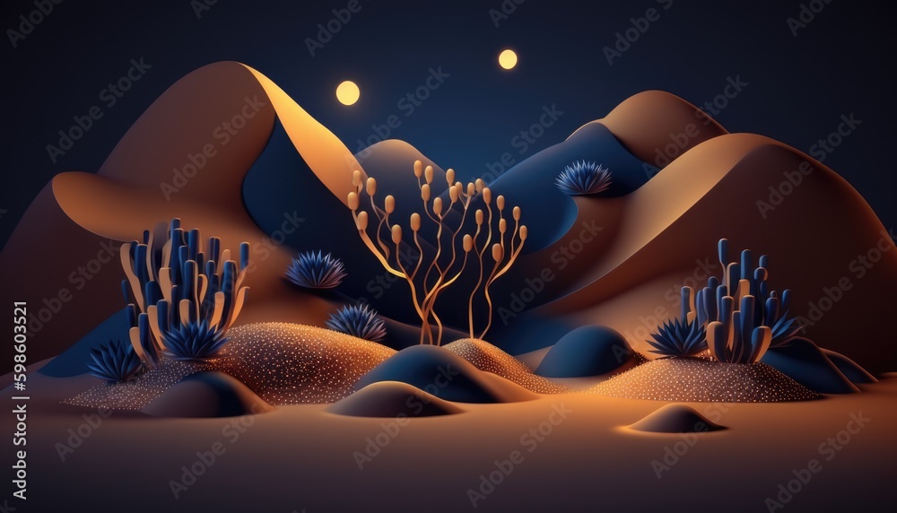 Fantasy sandy, desert landscape - obrazy, fototapety, plakaty 