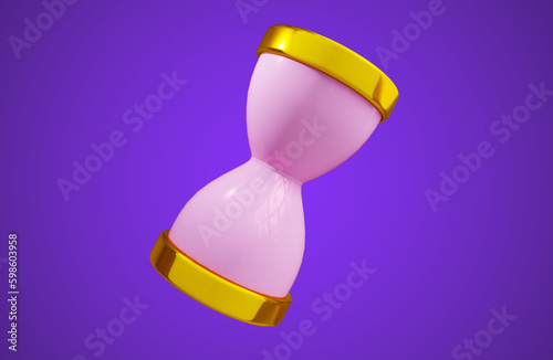 hourglass 3d render pink gold colorfool photo