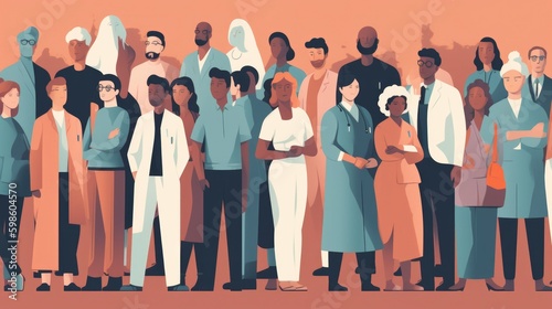 Group of diverse professionals of different ethnics, ages and cultures