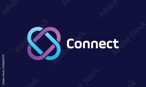 Infinity circle chain logo vector link connection technology spiral connect corporation