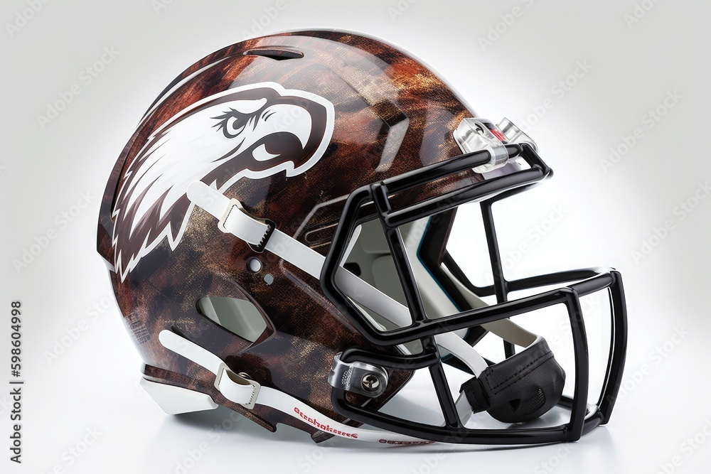 American football helmet with animal drawn on it, sports concept, white background. Generative AI American football helmet with animal drawn on it, sports concept, white background. Generative AI