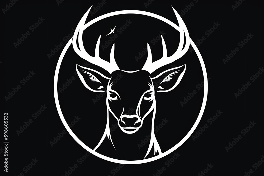 Deer illustration, logo, white background. Generative AI Deer illustration, logo, white background. Generative AI