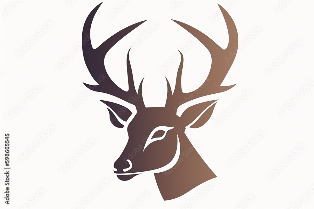 Deer illustration, logo, white background. Generative AI Deer illustration, logo, white background. Generative AI