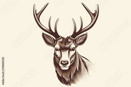 Deer illustration  logo  white background. Generative AI