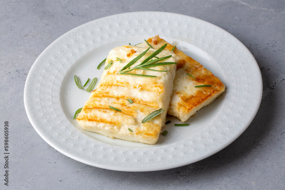Grilled halloumi cheese. Fried halloumi cheese. Grilled halloumi cheese. Fried halloumi cheese.