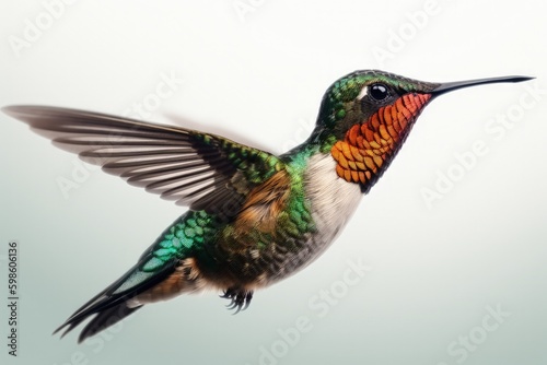 Beautiful hummingbird illustration  white background. Generative AI