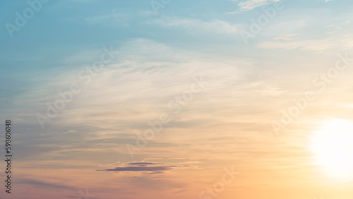 Colorful sunrise sky in the morning with Orange, Yellow sunshine, Beautiful Summer sky clouds background  © Nature Peaceful 