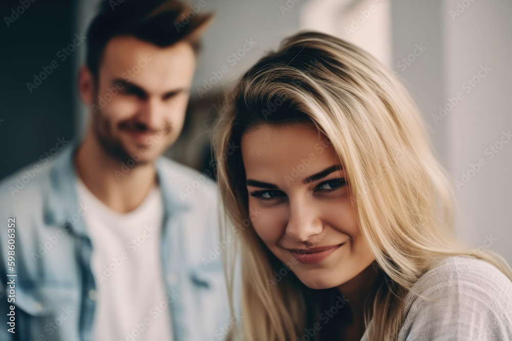 The Language of Love. Smiling Man Captivated by Pretty Woman, Embarking on a Journey of Romance, Passion and Sedution. AI Generative The Language of Love. Smiling Man Captivated by Pretty Woman, Embarking on a Journey of Romance, Passion and Sedution. AI Generative