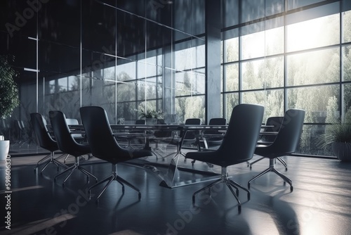 Corporate meeting room  table and chairs  business concept. Generative AI