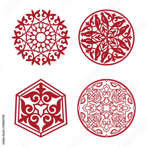 Islamic ornament vector, persian motiff. Asian floral designs. Abstract Asian elements of the national pattern of the ancient nomads of the Kazakhs, Kyrgyz, Mongols, Tatars, Uzbeks, Tajiks and other