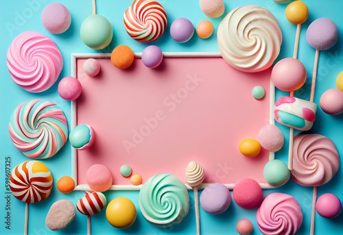 Blue frame with sweets