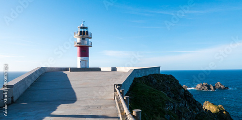 Cariño, Galicia, Spain - April 2, 2023: Cabo Ortegal lighthouse