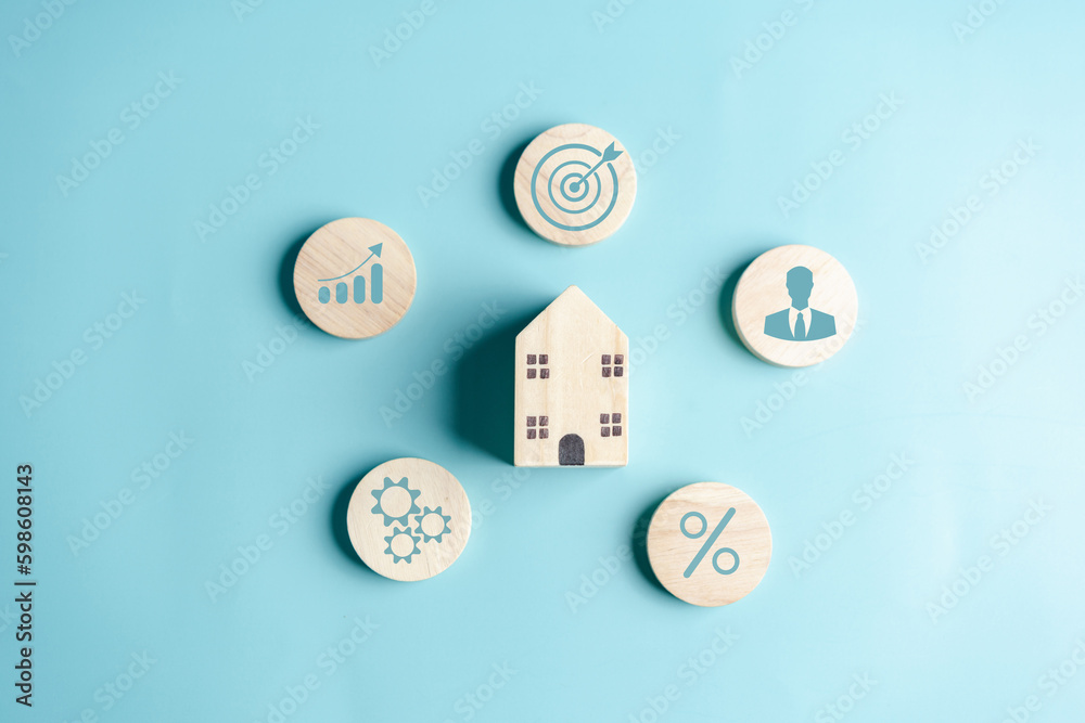 Increased value of real estate or property house. Businessman owner home investment planning real estate business, Percentage rental income earning profit Investor thinking strategy. Increased value of real estate or property house. Businessman owner home investment planning real estate business, Percentage rental income earning profit Investor thinking strategy.