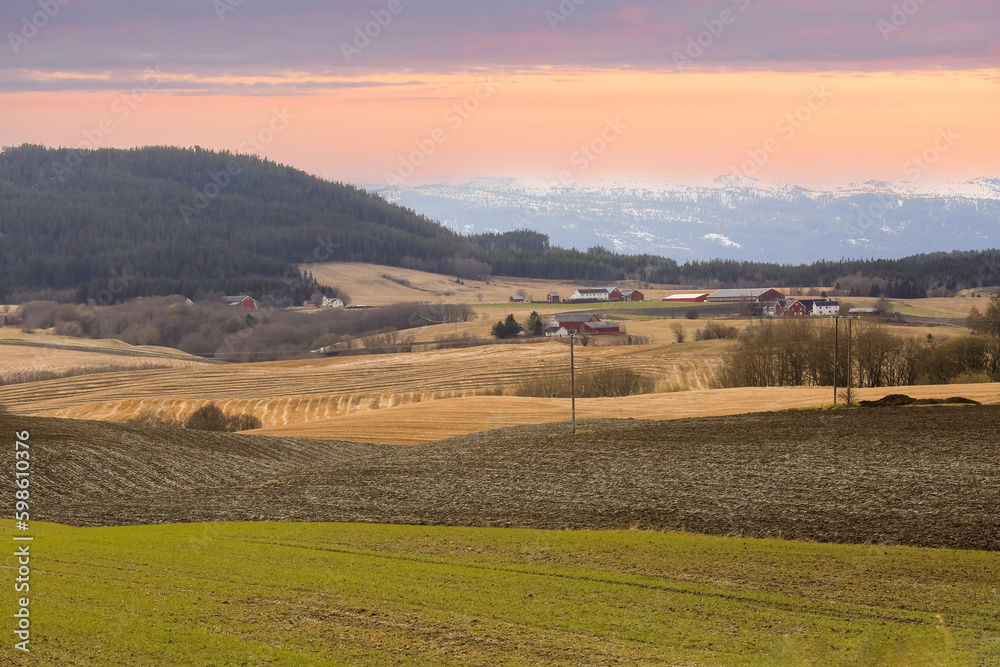 Obraz premium Agricultural area Byneset, Norway