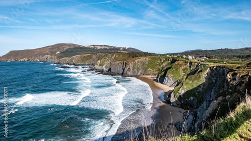 Loiba, Galicia, Spain - April 2, 2023: Coastline in Loiba (A Coruña)