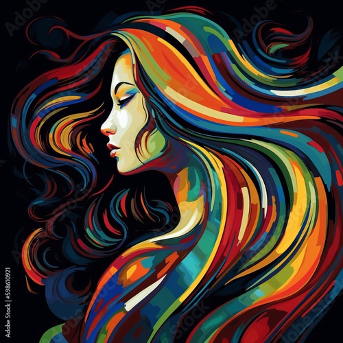 multicolored portrait of a girl  woman Generative AI