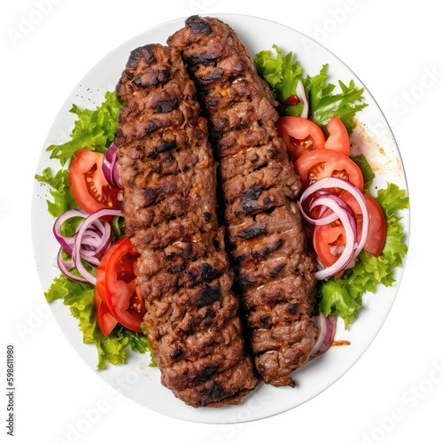 Alinazik Kebab On White Plate Turkish Dish. On An Isolated Transparent Background, Png. Generative AI