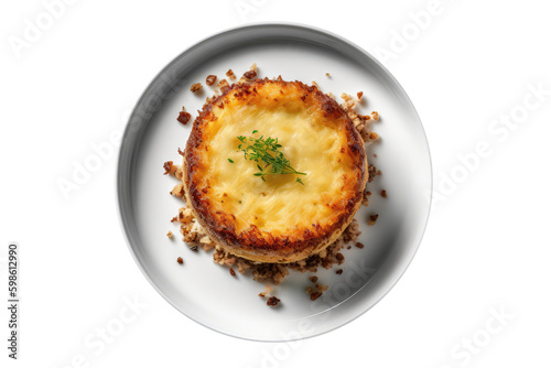Hachis Parmentier On White Plate, French Dish. On An Isolated Transparent Background, Png. Generative AI
