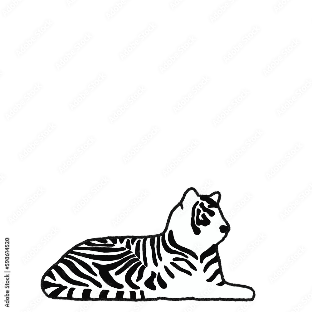 Fototapeta premium Minimal Tiger Lie Down