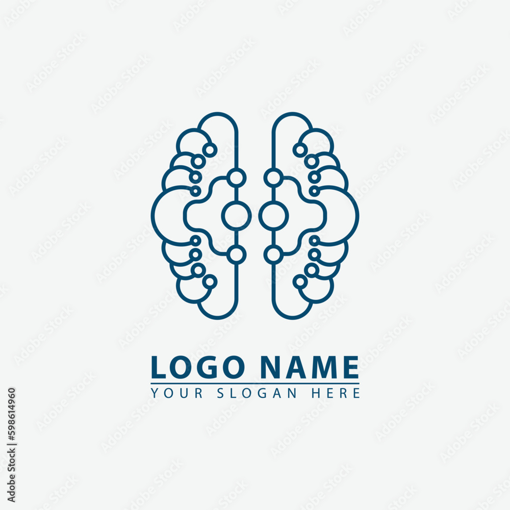 modern line brain technology logo icon.