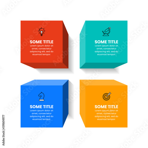 Infographic template. 4 3d cubes with icons and text