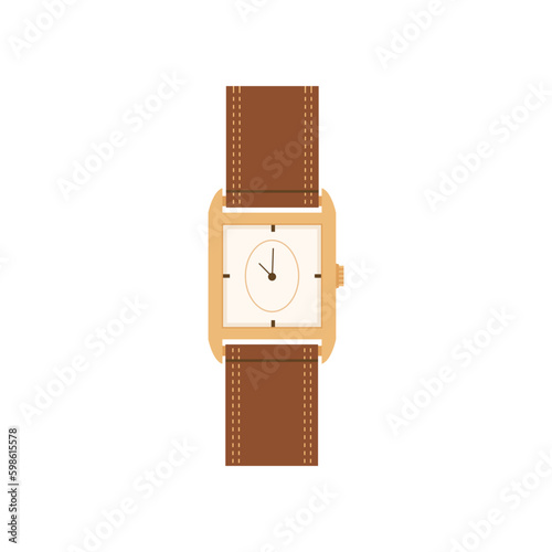 Elegant stylish classic digital wrist watch flat vector illustration isolated.
