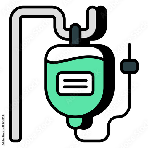 Conceptual flat design icon of iv drip