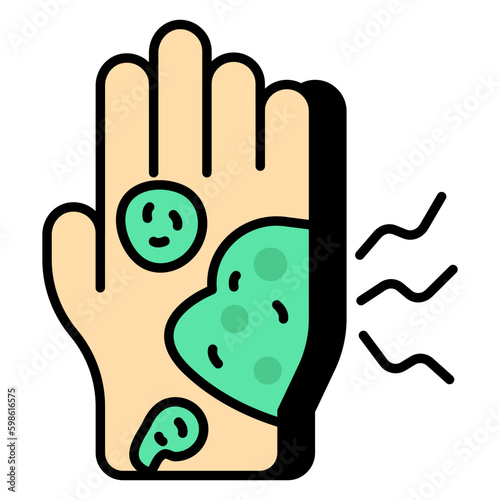 Conceptual flat design icon of unhygienic hand