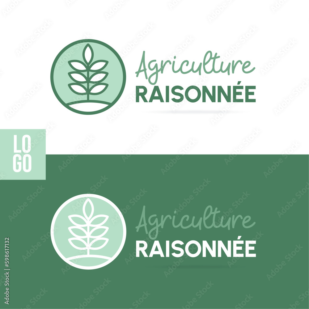 Logo - Agriculture raisonnée - Sticker, label - Texte et éléments graphiques vectoriels modifiables, autour de l'environnement et de l'écologie - Design et symboles écologiques