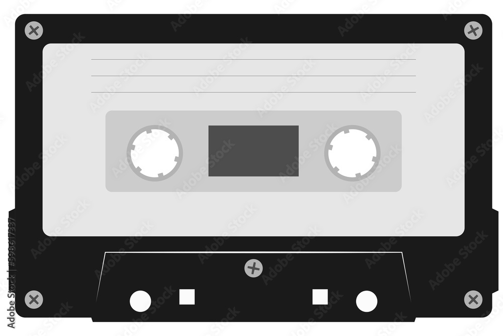 Gray cassette in modern style on png trnsparent background Gray cassette in modern style on png trnsparent background