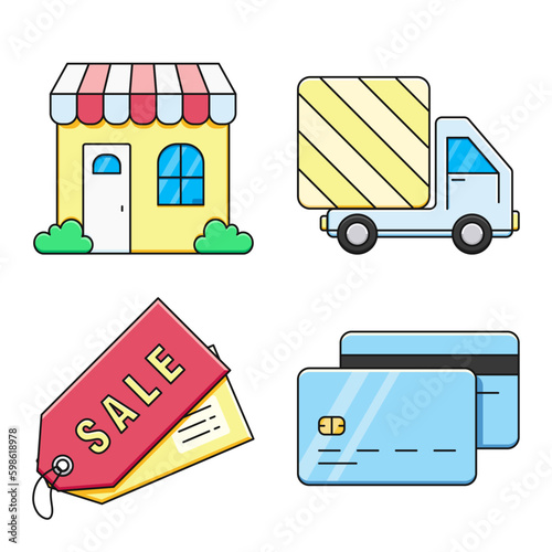 Colored set of icons for business. 
