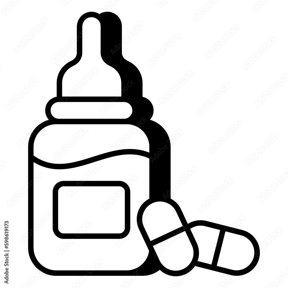 A unique design icon of drugs bottle A unique design icon of drugs bottle