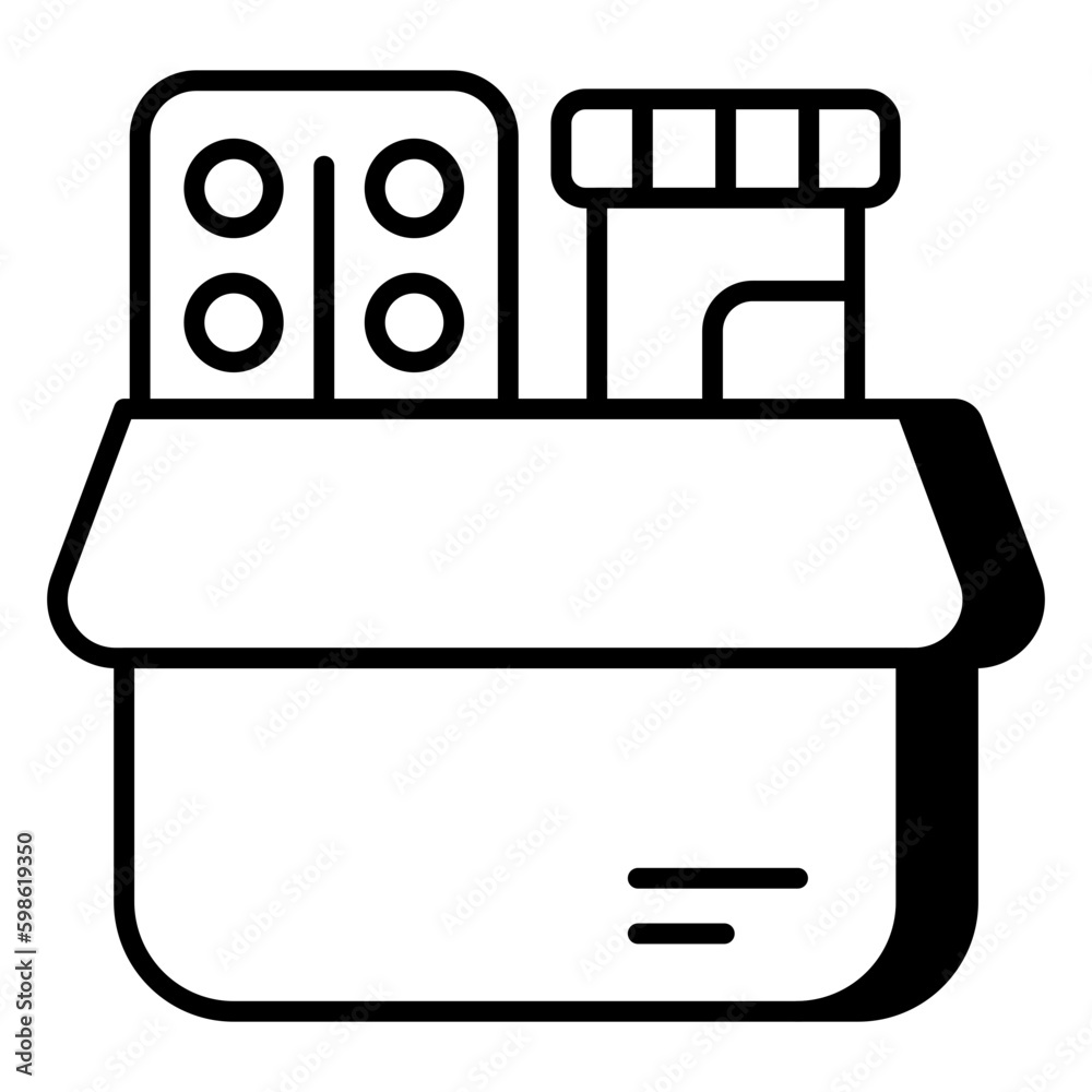 Conceptual linear design icon of medicine box Conceptual linear design icon of medicine box