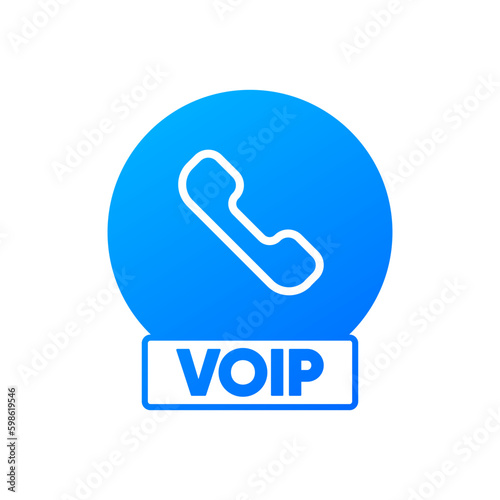 Voip Technology icon. Internet call concept connection. Voice over network, voip sign. Voice Over IP Service. Software for network phone calls. Vector illustration. Generative AI