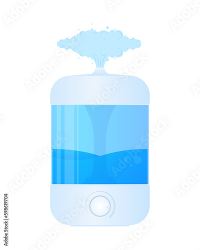 Humidifier air diffuser. Air cleaning and humidifying device for the house. Modern ultrasonic humidifier. Vector illustration. Generative AI