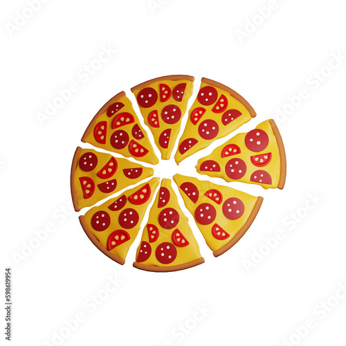 3D rendering of a pizza with pepperoni