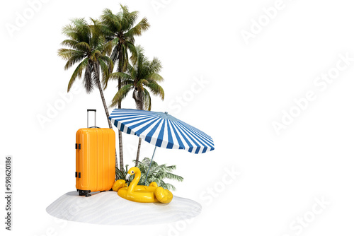 Illustration of a beach with umbrella