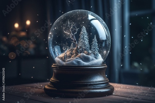 A snow globe with no content, created using 3D rendering technique. Generative AI