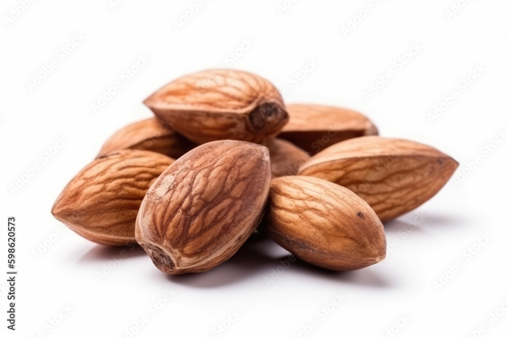 Almond isolated on white background. Generative AI Almond isolated on white background. Generative AI