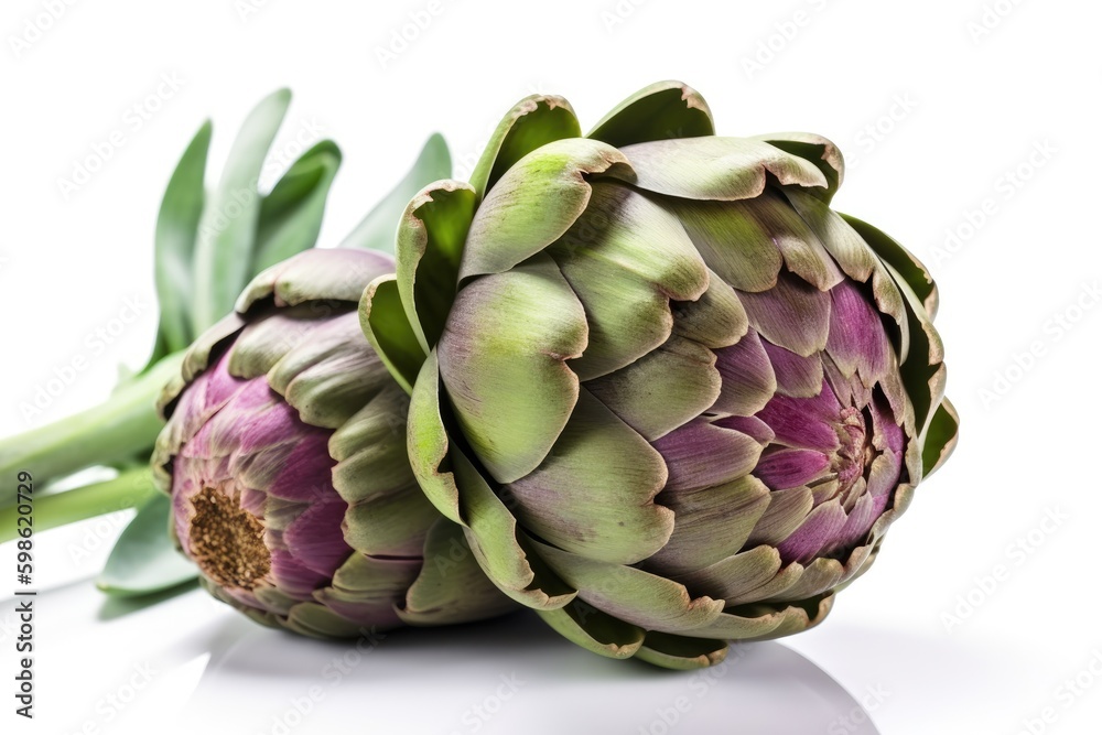 Obraz premium Artichoke isolated on white background. Generative AI