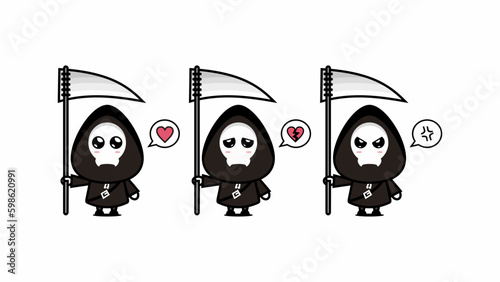 Illustration vector graphic of cute grim reaper