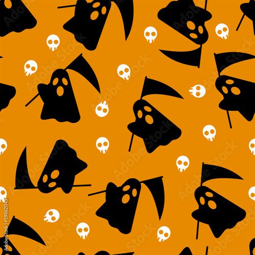 Grim Reaper Seamless Pattern