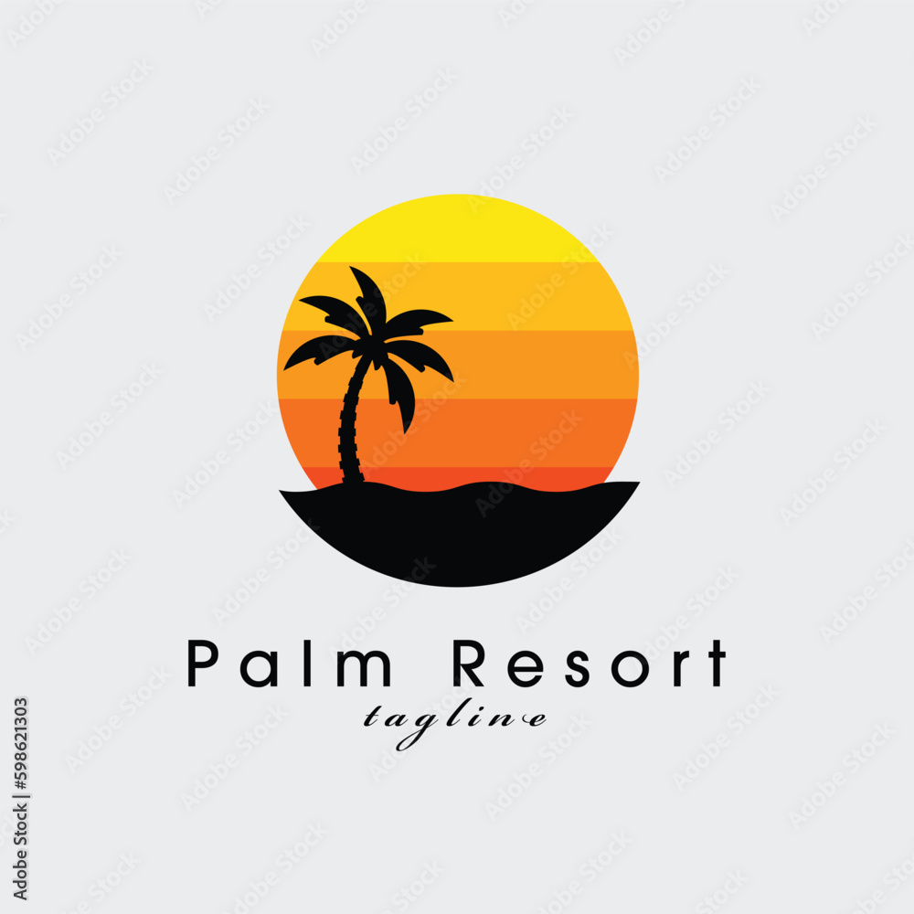 palm resort logo vector illustration design