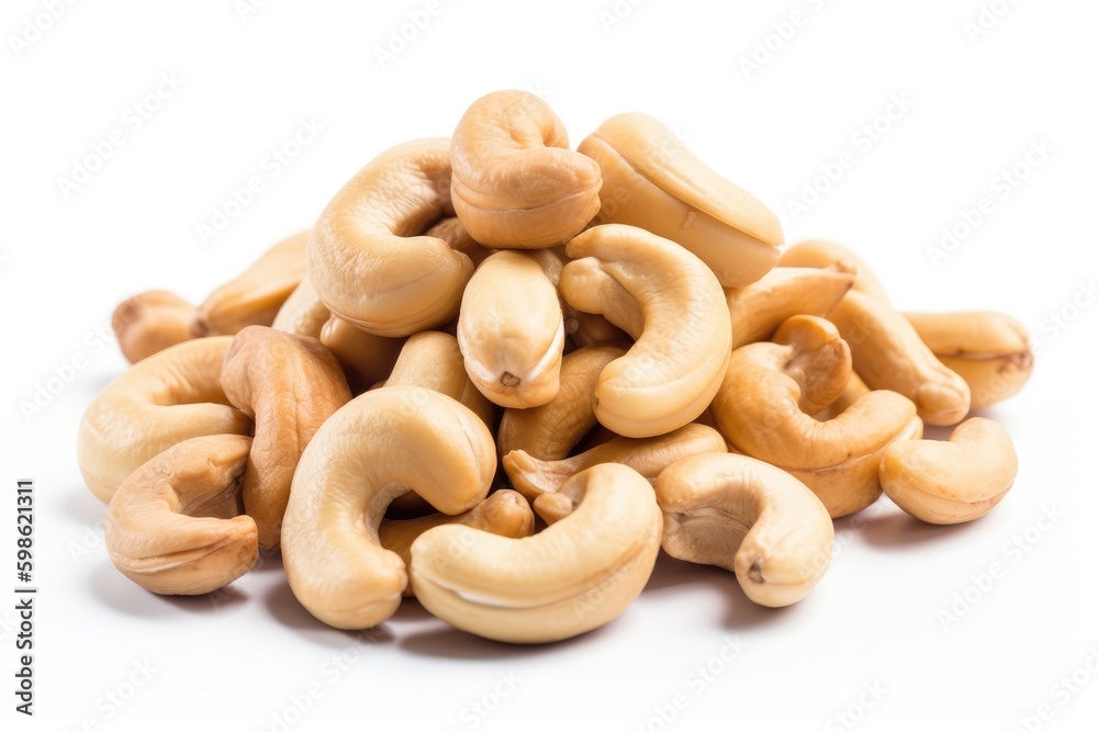 Cashew isolated on white background. Generative AI