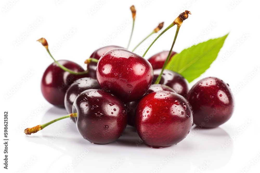 Cherry isolated on white background. Generative AI Cherry isolated on white background. Generative AI