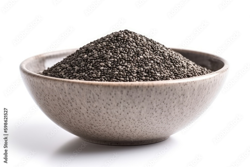 Chia seed isolated on white background. Generative AI Chia seed isolated on white background. Generative AI