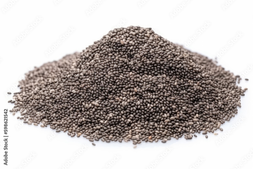 Chia seed isolated on white background. Generative AI Chia seed isolated on white background. Generative AI