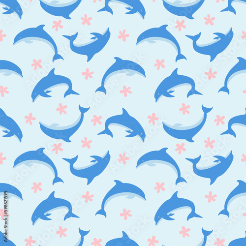 illustration vector graphic of dolphin seamless pattern