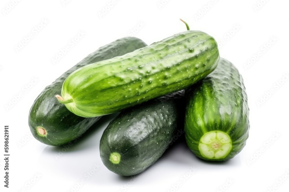 Cucumber isolated on white background. Generative AI Cucumber isolated on white background. Generative AI