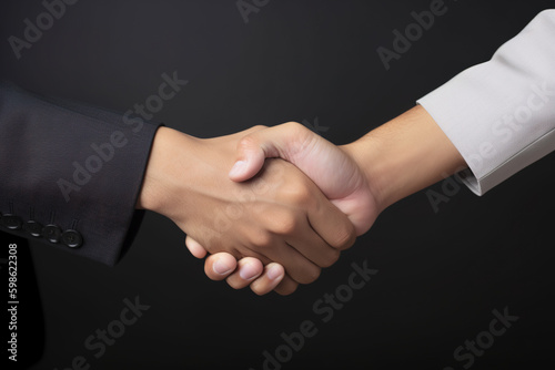 Business agreement handshake hand gesture on dark background